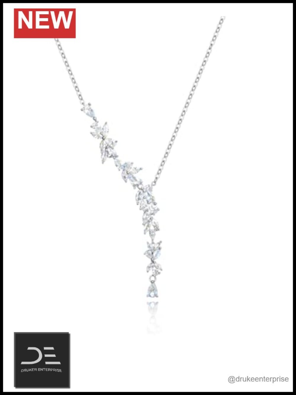 FANCIME Sterling Silver Gold Plated CZ Wisteria Y Necklace Pendant